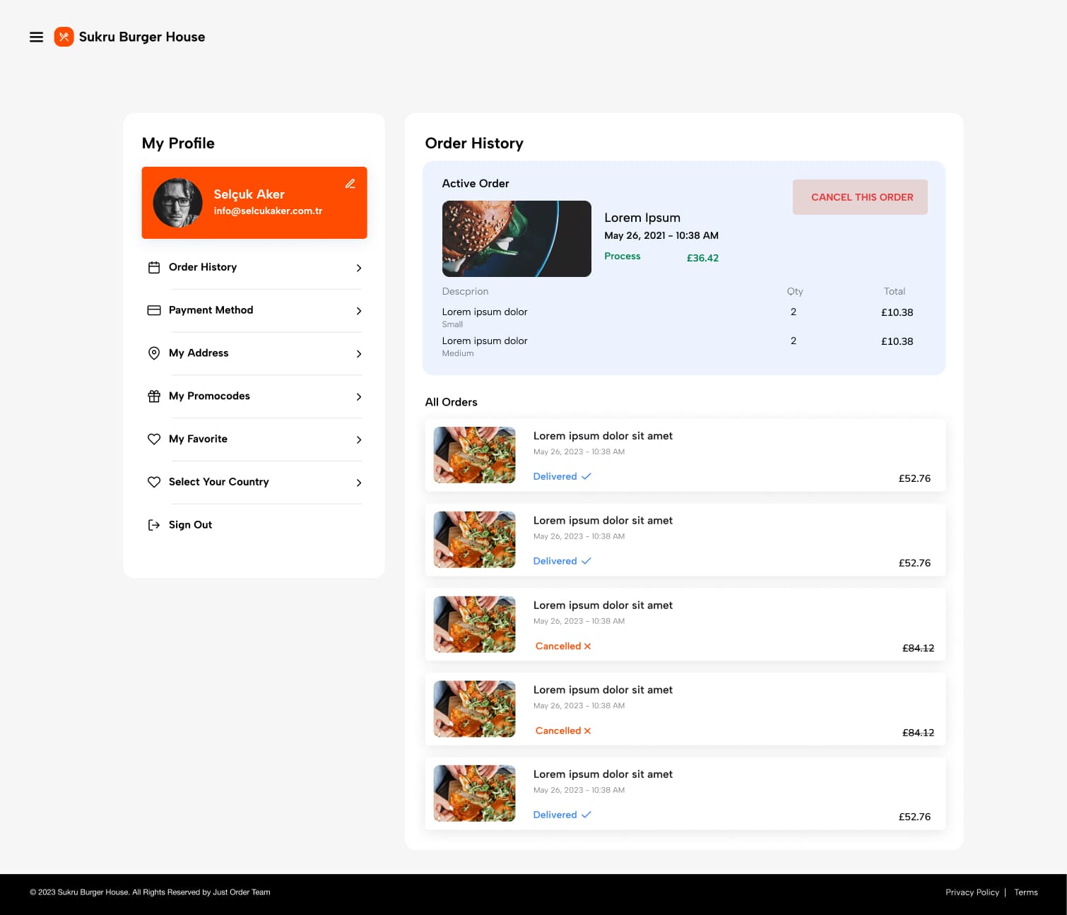 Food Order — project detail 5, Selçuk Aker