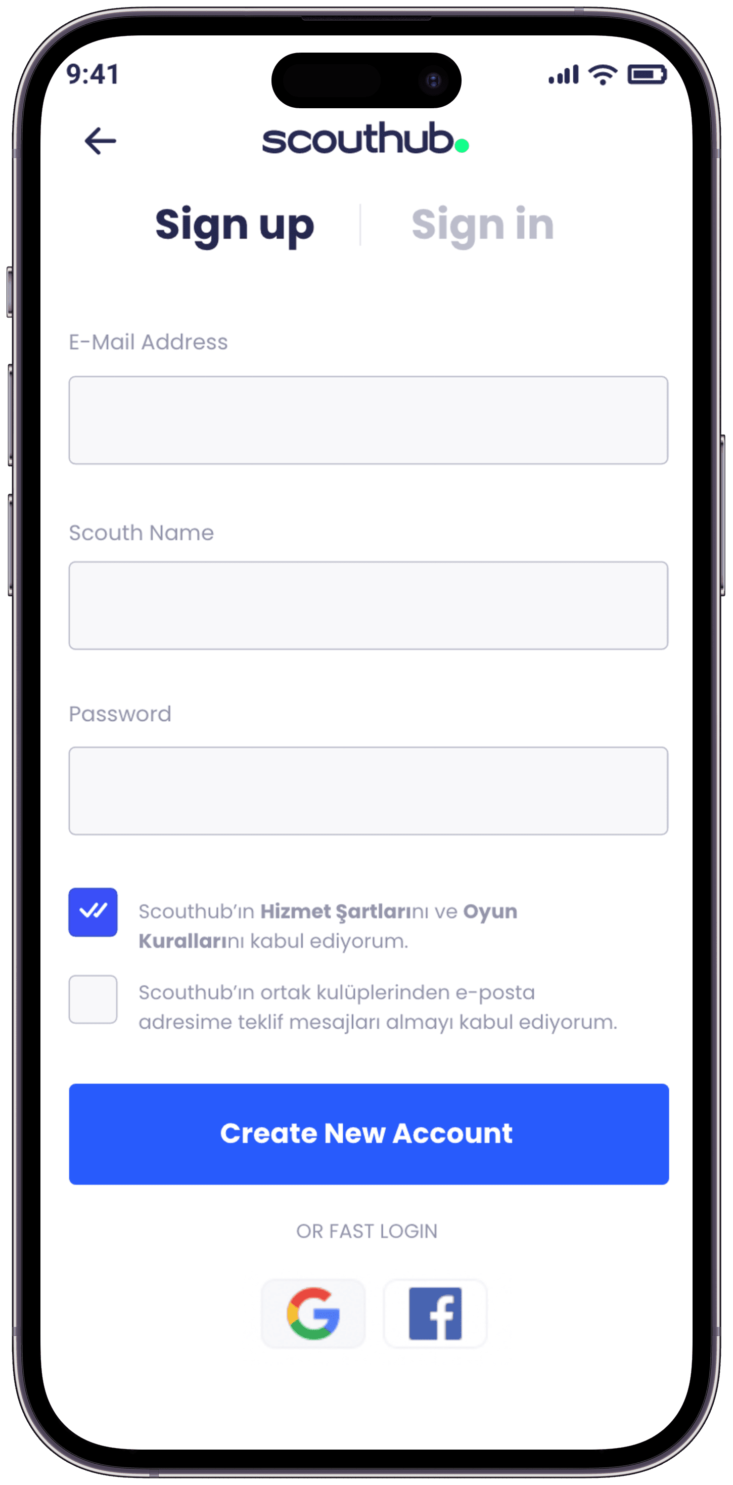 Scouthub Player App — 9