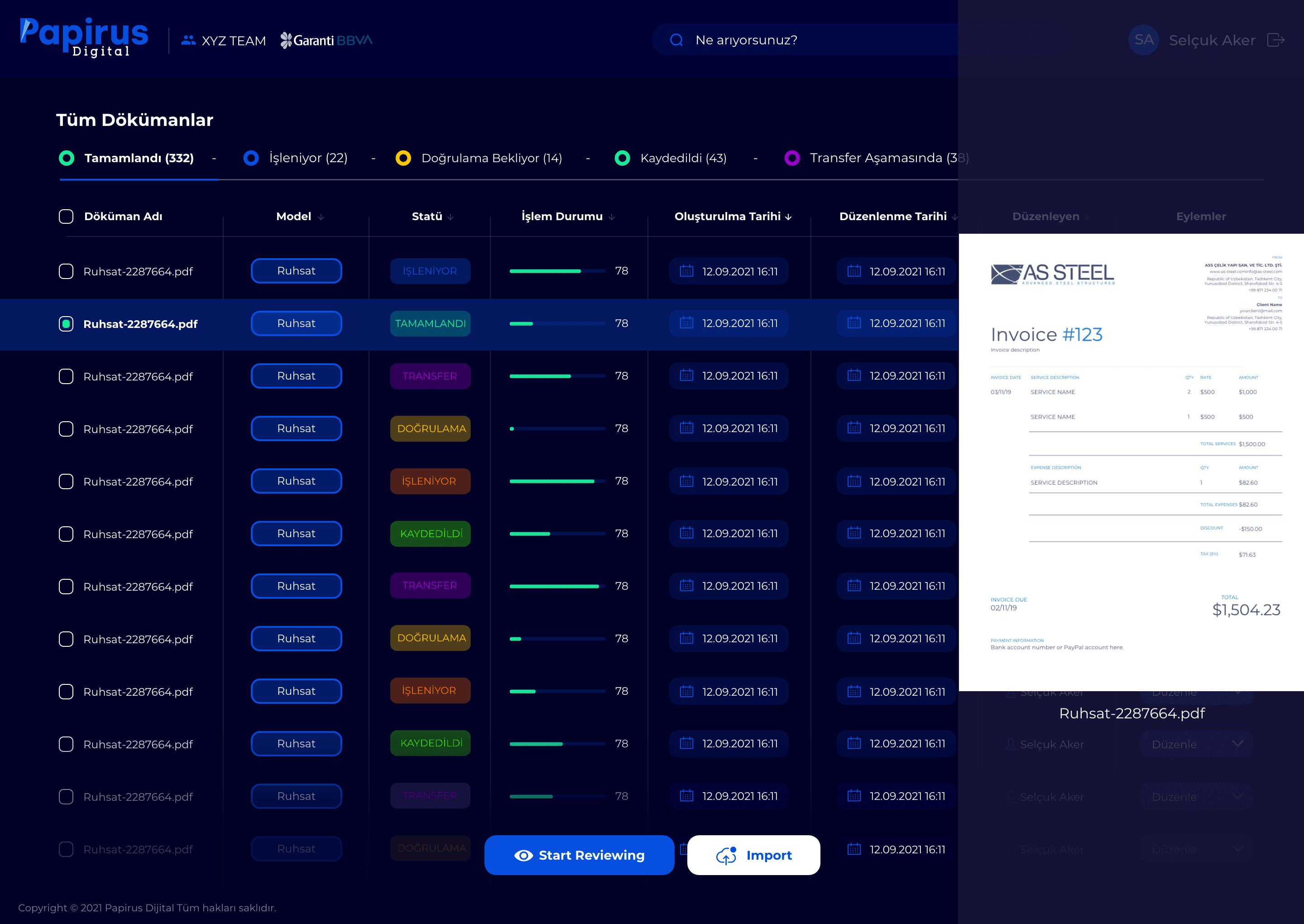Papirus Digital — SaaS & Dashboard tasarımı, detay 3, Selçuk Aker