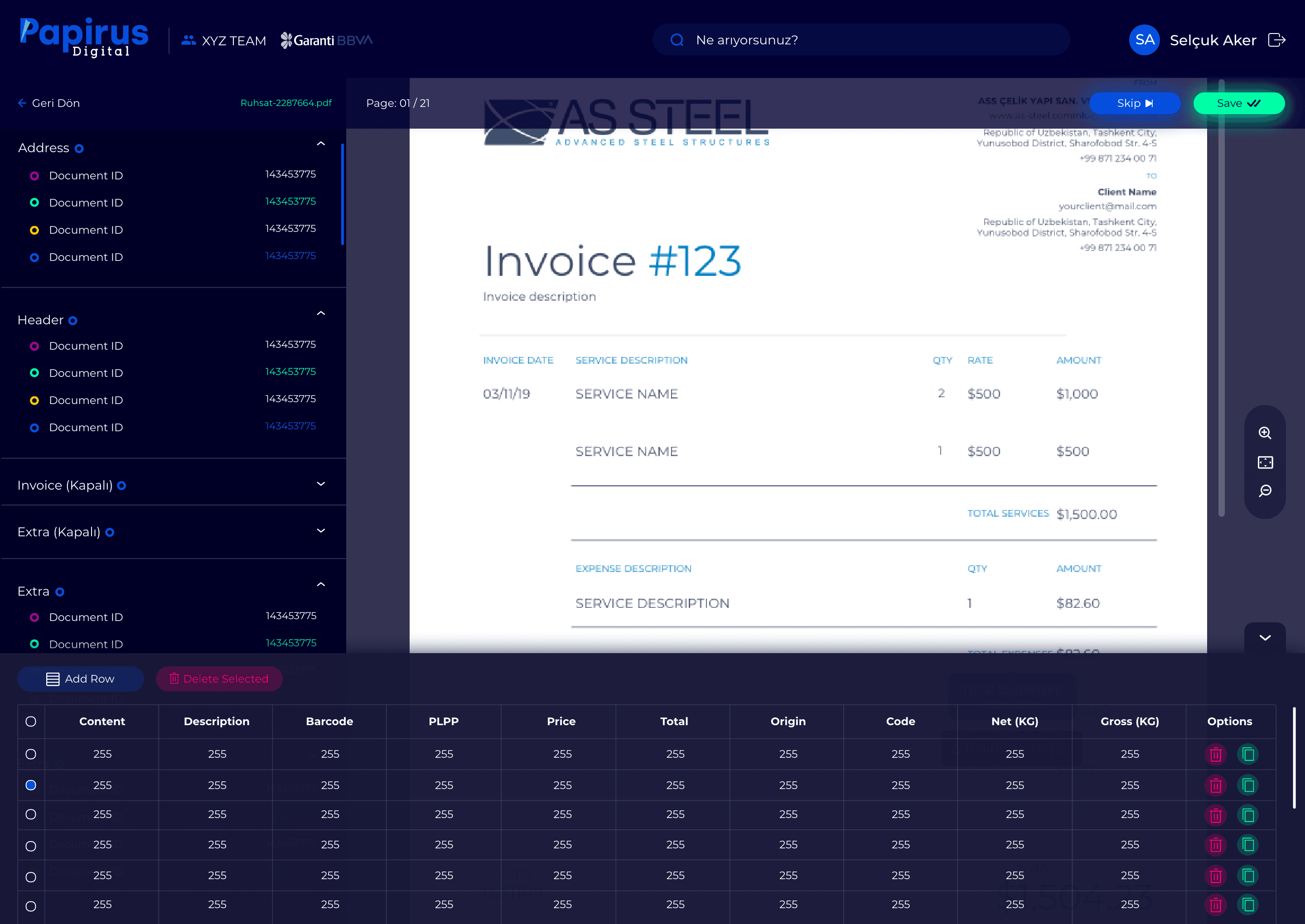 Papirus Digital — SaaS & Dashboard tasarımı, detay 5, Selçuk Aker