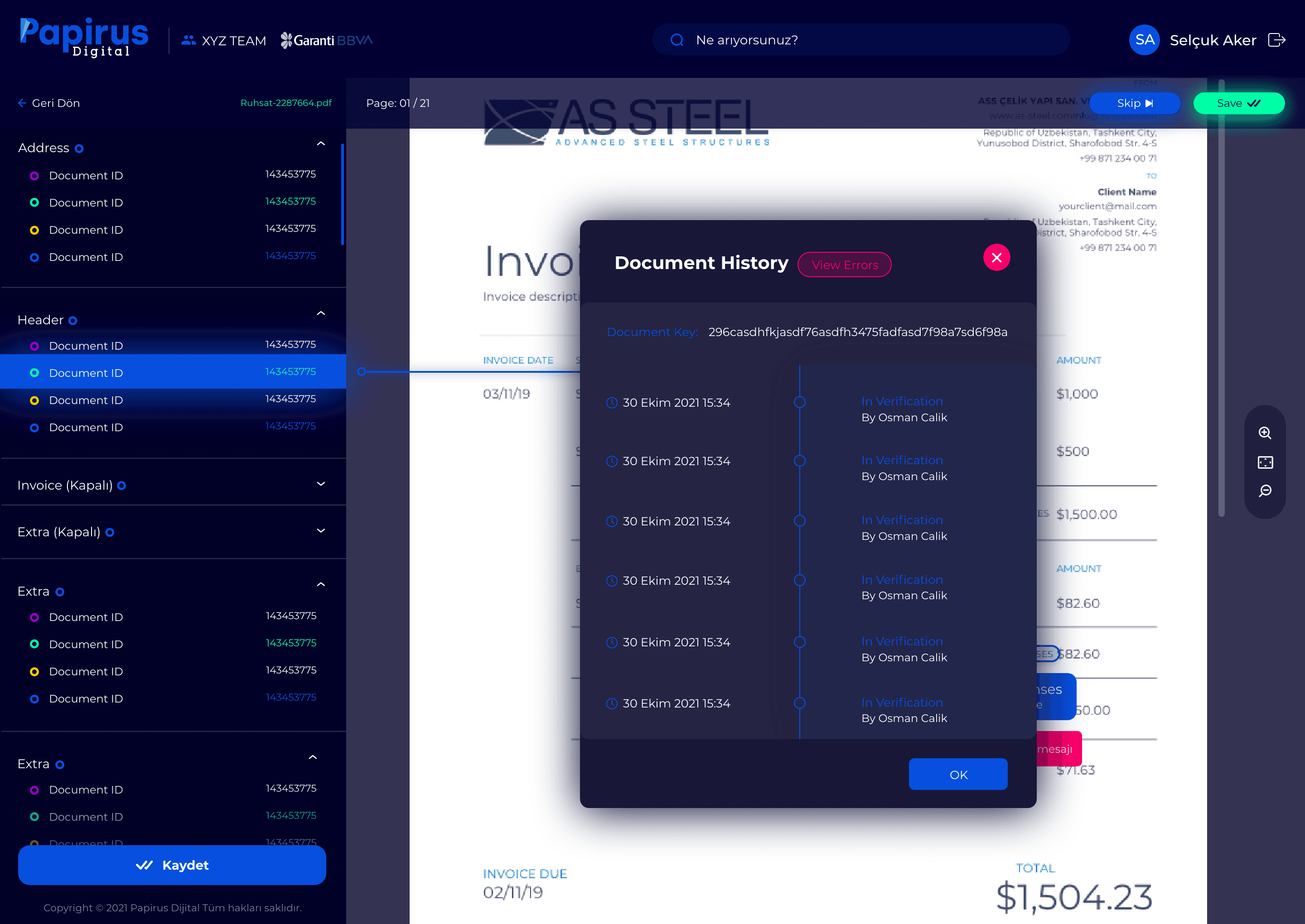 Papirus Digital — SaaS & Dashboard tasarımı, detay 6, Selçuk Aker