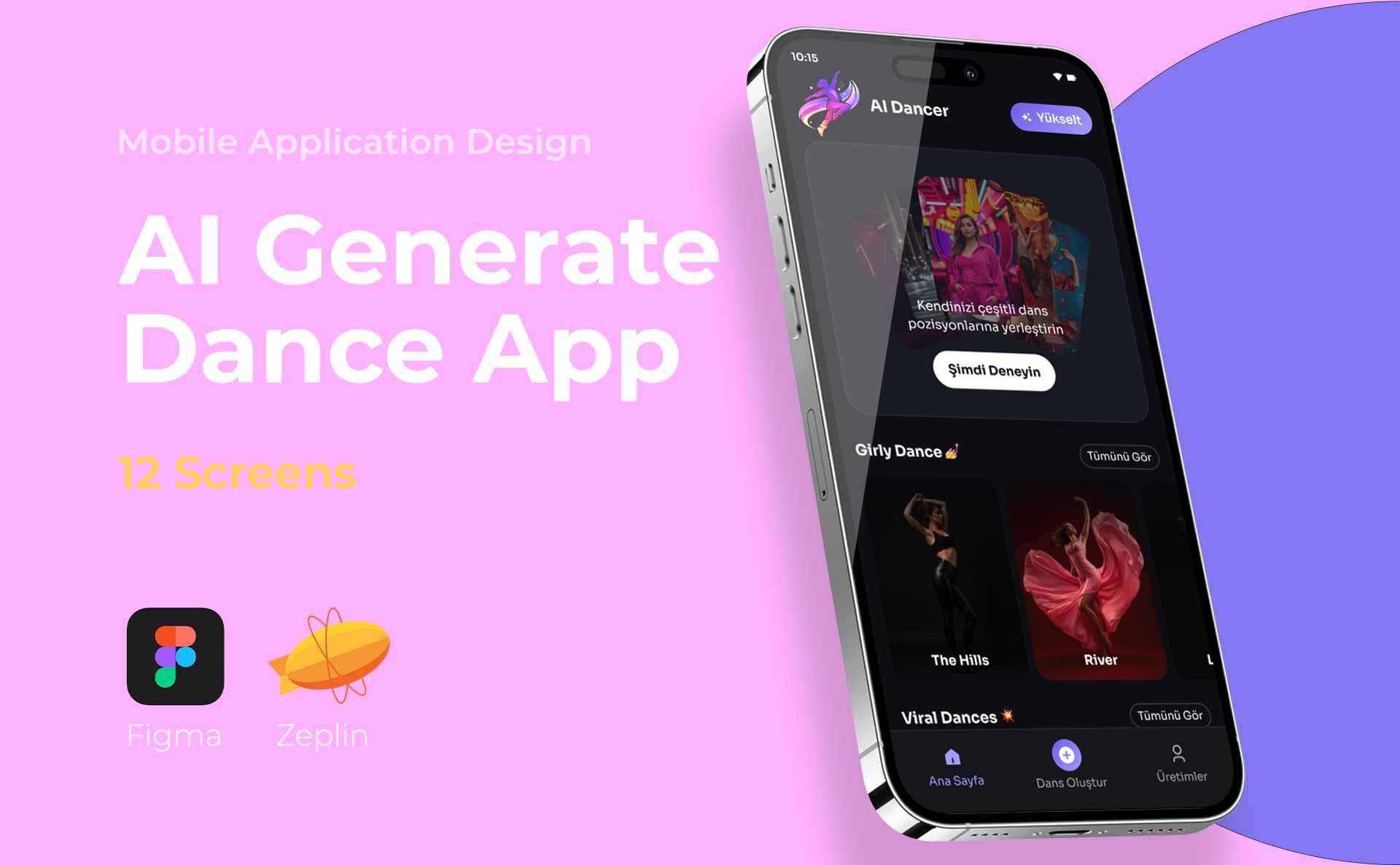 Ai Dance — Mobil Uygulama UI/UX tasarımı