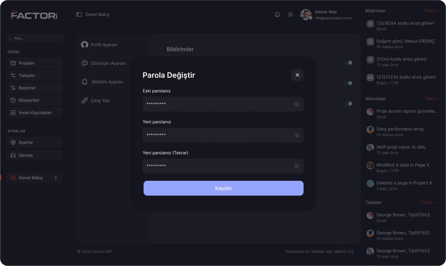 ERP Software — project detail 1, Selçuk Aker