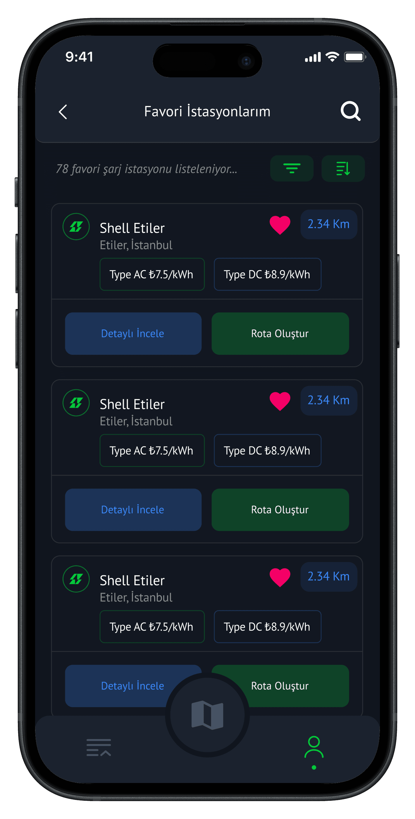Car Charging Stations App — project detail 13, Selçuk Aker