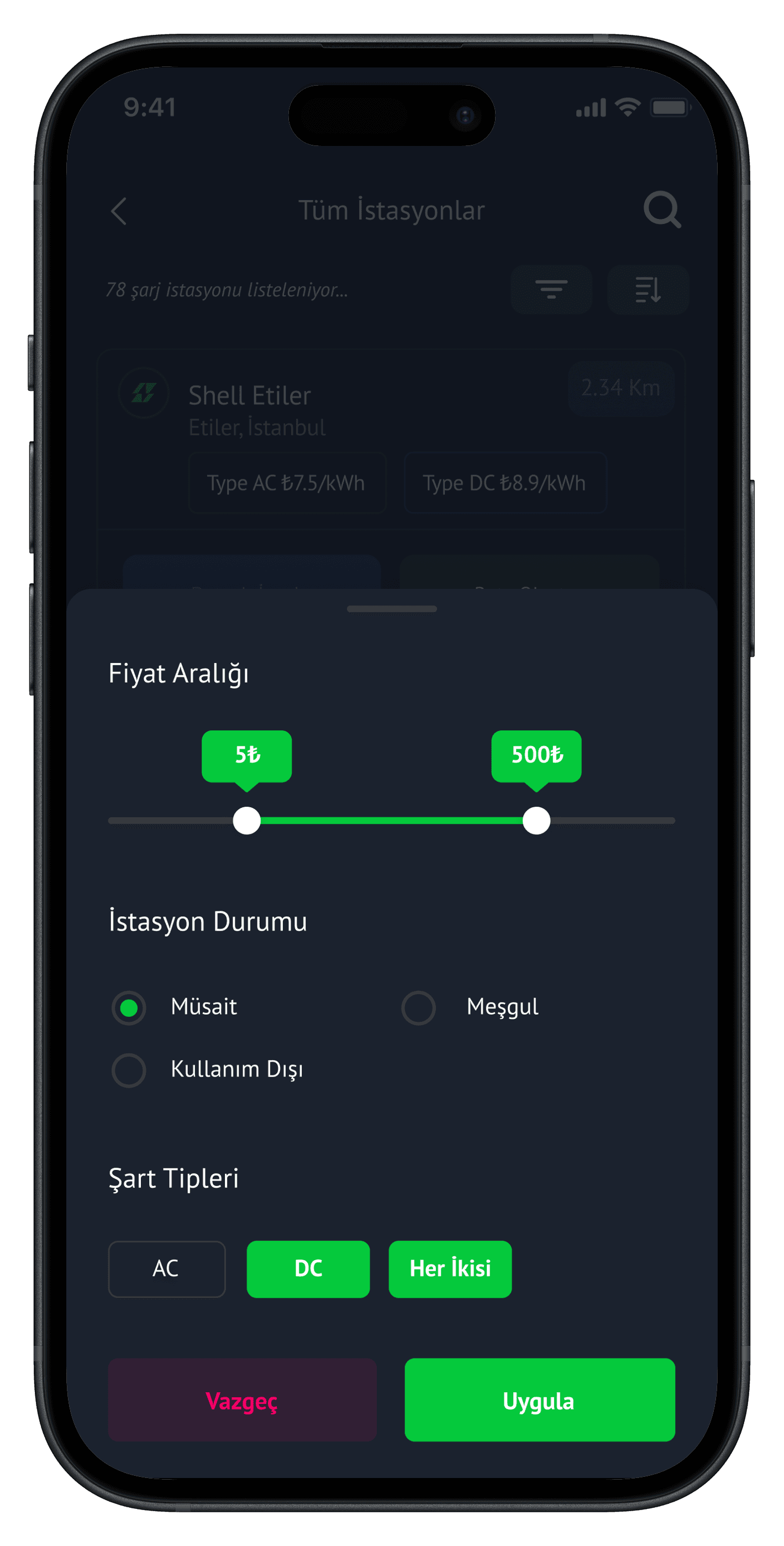 Car Charging Stations App — project detail 20, Selçuk Aker