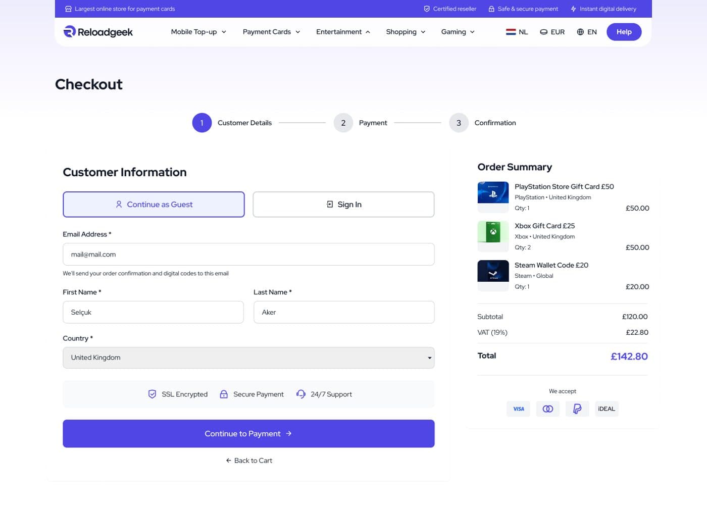 ReloadGeek Desktop Website — project detail 3, Selçuk Aker