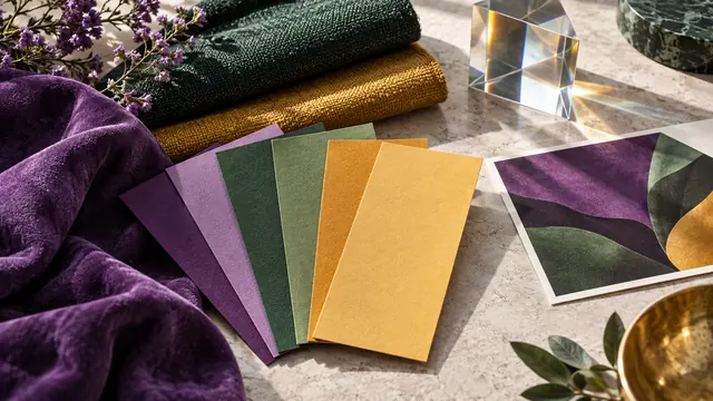 Malzeme örnekleri, renk kartelası ve basılı grafik düzenleri