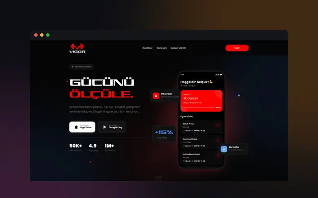 Vigor Gym — Landing — Web Sitesi tasarımı, Selçuk Aker